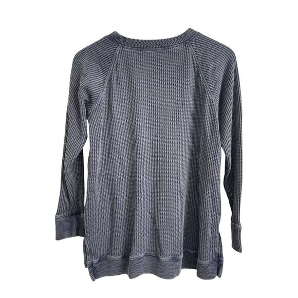 Soft Surroundings Tunic Top Thermal Waffle Knit Long Sleeve Pocket Blue Sz M - Picture 2 of 10